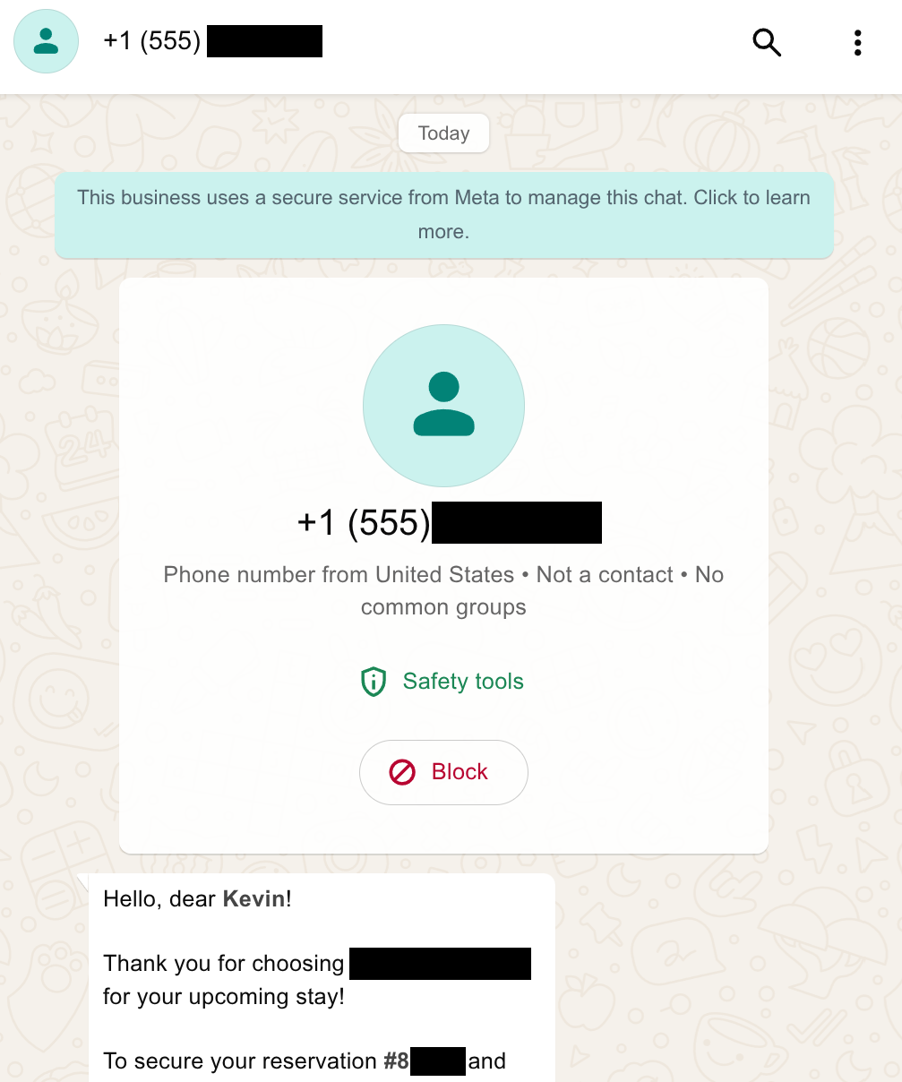 Screenshot of a WhatsApp message